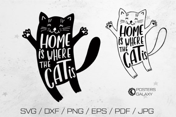 Cat Silhouette with Funny Quote Svg File