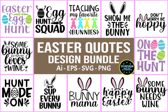 Easter Quotes T-shirt Design Bundle Svg